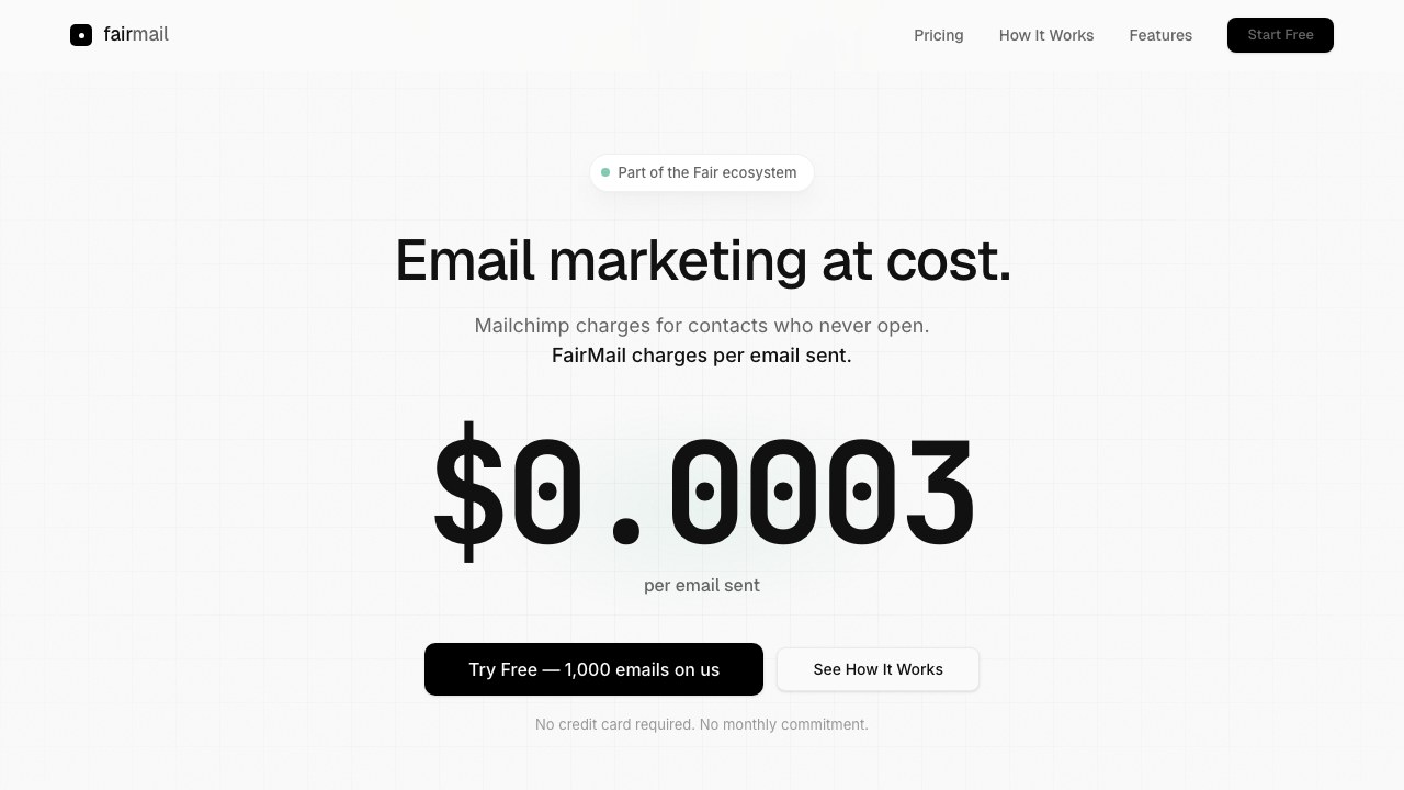 FairMail landing on fairmail.ai
